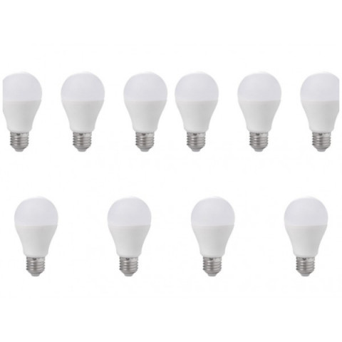 Lot de 10 ampoules led e27 12 watt (eq. 75 watt) - couleur - blanc chaud 3000°k