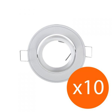 Lot de 10 supports spot rond orientable 86 mm - Finition - Blanc