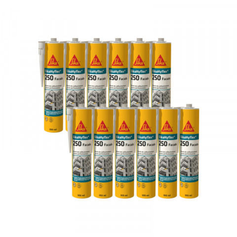 Lot de 12 mastics haute performance sika sikahyflex 250 façade - blanc - 300ml