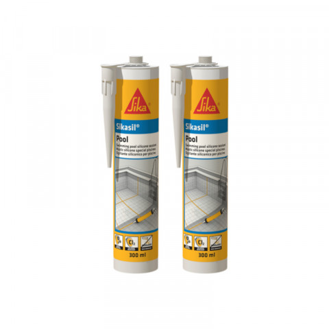Lot de 2 mastic silicone sika sikasil pool - joint pour piscine transparent - 300ml