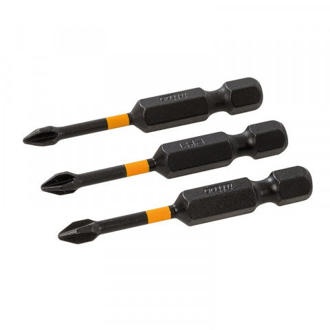 Lot de 3 embouts de vissage impact Phillips - PH1 - 50 mm
