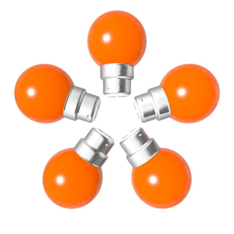 Lot de 5 ampoules orange b22 incassables