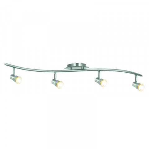 Lot de 6 plafonniers 90cm decco argent satiné, 4 spots