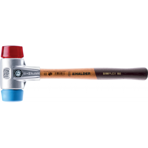 Maillets simplex, avec boîtier en aluminium et manche en bois, ø 40, tpe souple / plastique