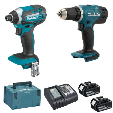 Ensemble de 2 machines 18 V Li-IonDLX2141JX2 - MAKITA - ave 2 batteries 18v 3Ah - chargeur - MAKPAC - DLX2141JX2