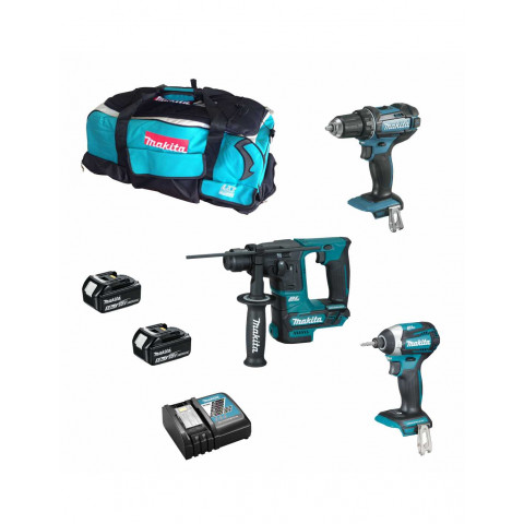 Makita kit 18v msb3p2 (dhr171 + ddf482 + dtd154 + 2 x 5,0 ah + dc18rc + trolley)