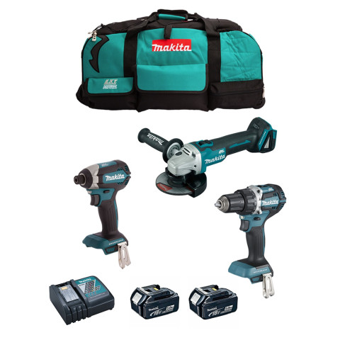 Makita kit dlx3125tx1 (ddf484 dtd153 dga506 2 x 5,0 ah dc18rc sac)