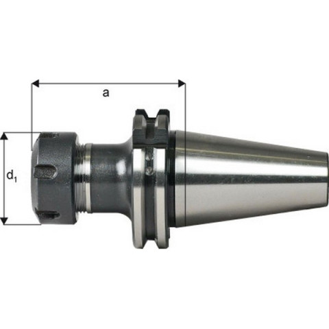 Mandrin à pinces, type ER DIN 69871, Capacité de serrage : 3,0-30,0 mm, ISO 40, Pince de serrage ER40, a : 80 mm, d1 : 63 mm