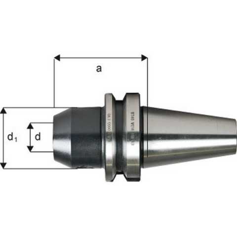 Mandrin porte-outils System Weldon, porte-outils DIN JlSB 6339 (MAS-BT), d : 8 mm, MAS-BT 40, a 100 mm, d1 : 28 mm