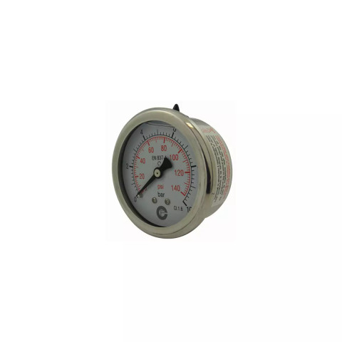Manometre de pression axial à bain de silicone - ø 100mm - filetage : 1/2'' bsp - pression (bar) : 0 à 250