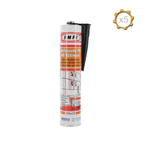 Mastic polyuréthane noir emfi pu 40 bâtiment 310ml x 5