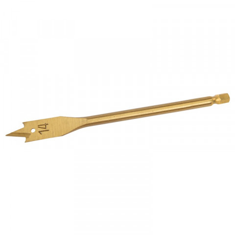 Mèche à bois plate titanée - 14 mm