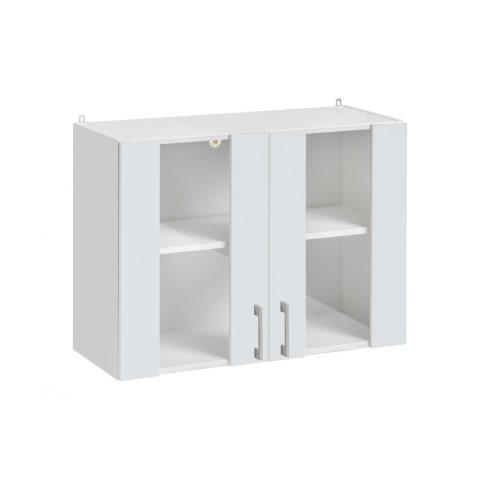 Cuisineandcie - meuble haut de cuisine eco blanc brillant 2 portes vitrées l 80 cm