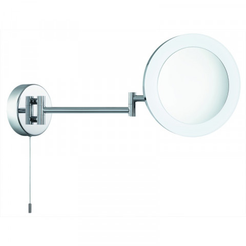 Miroir grossissant lumineux, chrome et verre miroir, led