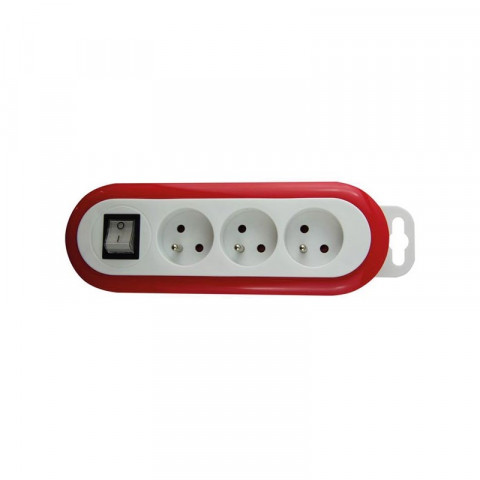 Perel Bloc multiprise avec interrupteur, 3 prises avec terre française (type  E), 2 ports USB, 1.5 m, 3G1.5, usage intérieur, blanc