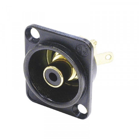 Socle Rca Dans Châssis Type D Chromé Noir, Anneau De Repérage Noir - Neutrik