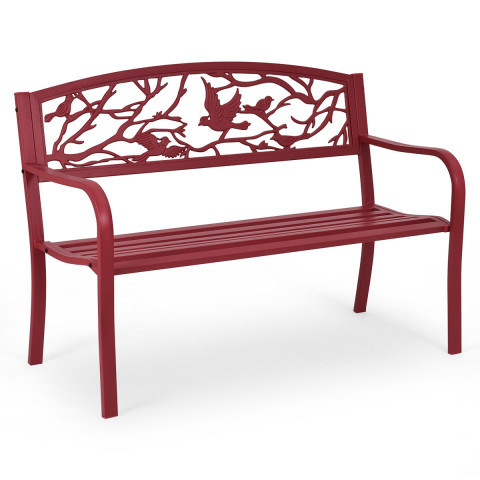 Banc de jardin en fer résistant style contemporain 2-3 places rouge