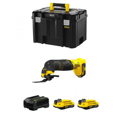 Outil multifonction stanley fatmax sfmce500d2t (2 x 2,0 ah chargeur tstak vi)