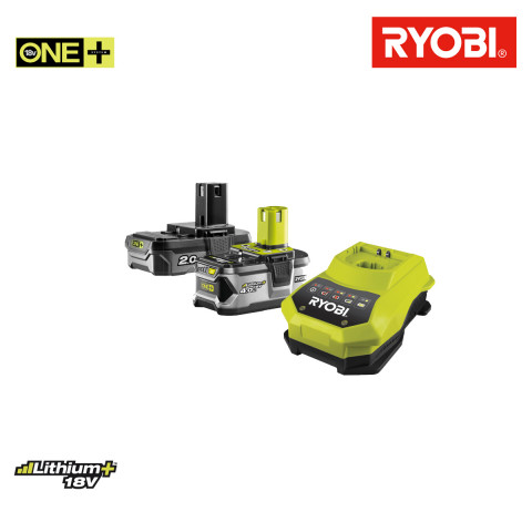 Pack 2 batteries ryobi 18v oneplus 4.0ah et 2.0ah et chargeur rapide 1.8ah lithium-ion rbc18ll42