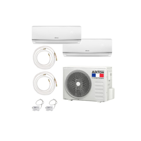Pack climatiseur reversible bi-split airton - a poser soi-meme - 2600w - 2600w - readyclim 2x4m - wifi