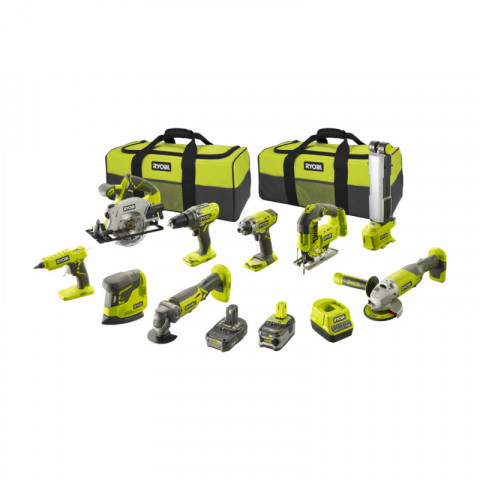 Pack ryobi combo 9 outils - 1 batterie 5.0ah - 1 batterie 2.0ah - 1 chargeur - r18ck9-252s
