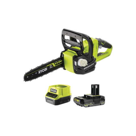 Pack ryobi tronçonneuse ocs1830 - 18v oneplus brushless - 1 batterie 2.0ah - 1 chargeur rapide