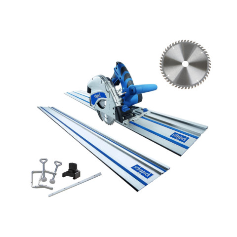 Pack scheppach scie plongeante - 160mm - 1200w - pl55 - 2 rails de guidage - 1 lame - 48 dents - 2 serre-joints