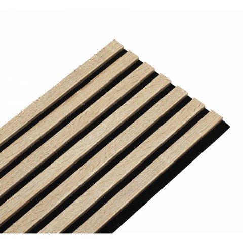 Panneau tasseaux bois 250 x 30 x 2 cm - décor chêne clair fond noir - 0,75m²