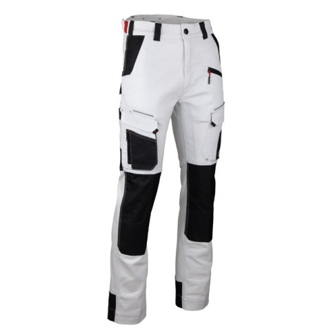 Pantalon Cellule stretch bicolore avec poches genouillères - Blanc/Gris nuit - T.48 - LMA - 1870-48