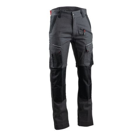 Pantalon stretch bicolore poches genouillères imperméable lma cosmos gris foncé - Taille au choix