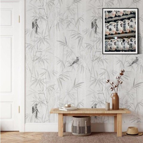 Papier peint japonais avec forêt de bambous - BAMBOO BW++