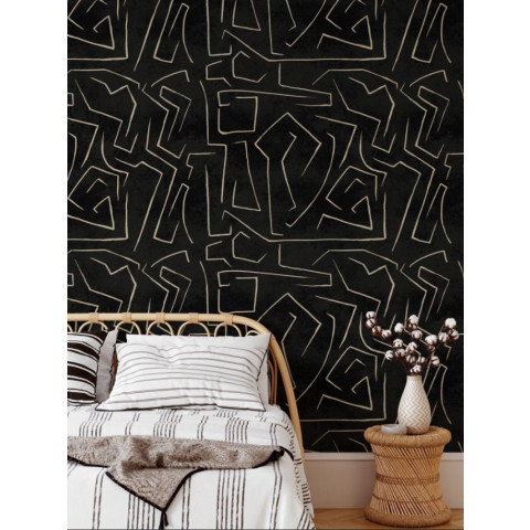 Papier peint à motifs abstraits au design minimaliste - GRAFFITO NERO++