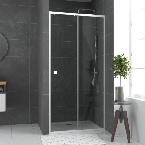 Paroi porte de douche coulissante blanc 100x185cm extensible - WHITY slide 100 Aurlane - FAC493