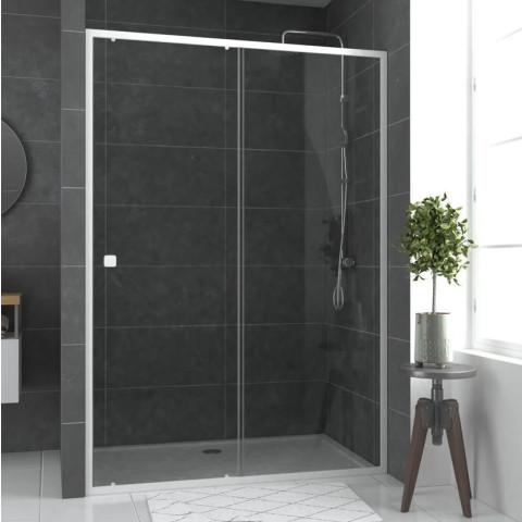 Paroi porte de douche coulissante blanc 140x185cm extensible - WHITY SLIDE 140 Aurlane - FAC497