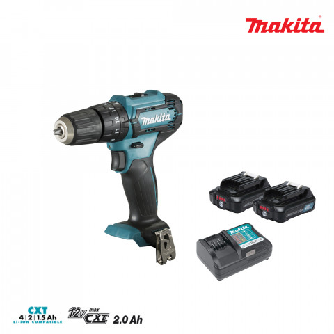 Perceuse visseuse à percussion makita 12v cxt - 2 batteries bl1021b 2.0ah - 1 chargeur dc10wd hp333dwae