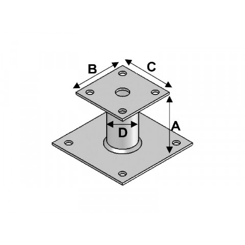 Pied de poteau avec platine PP-100 ALSAFIX PP80