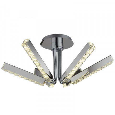 Plafonnier 14w clover, en chrome et cristal