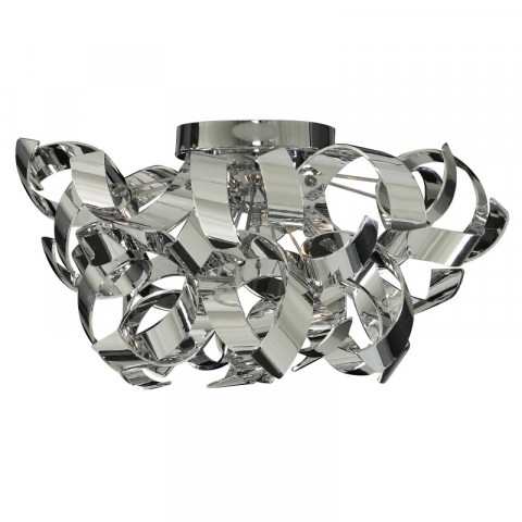 Plafonnier 3 ampoules curls, chrome et verre