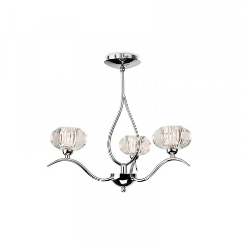 Plafonnier 3 ampoules lisbon, chrome et verre