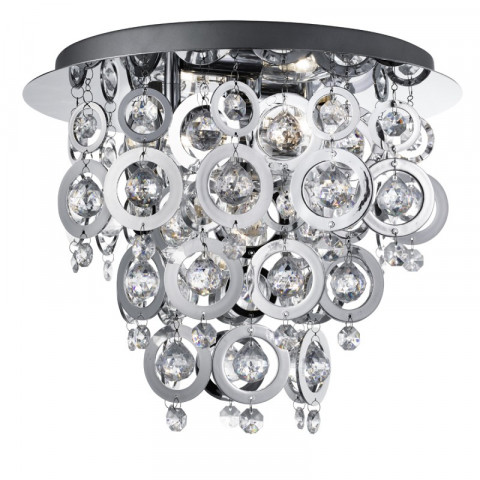 Plafonnier 3 ampoules nova, en chrome et acrylique