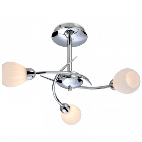 Plafonnier 3 ampoules rena, chrome et verre opale
