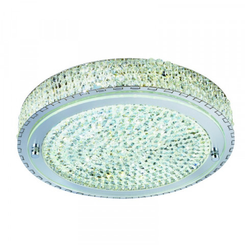 Plafonnier 30 cm led vesta, en chrome, cristal et verre miroir