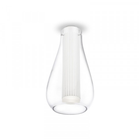 Plafonnier 3000k rigatto, aluminium blanc ppma et verre