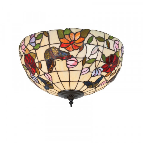 Plafonnier 39 cm butterfly, verre et métal