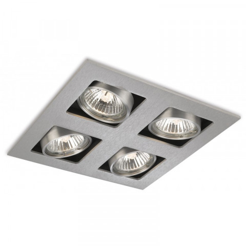 Plafonnier 4 ampoules cube, acier brossé