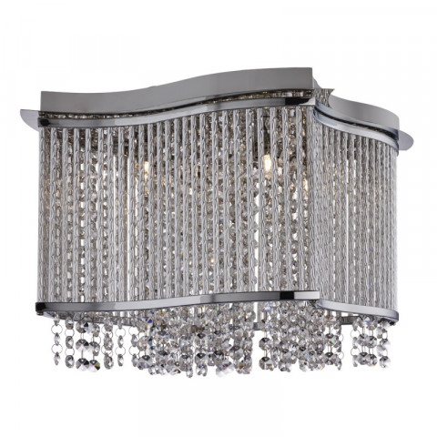 Plafonnier 4 ampoules elise, en chrome, aluminium et cristal