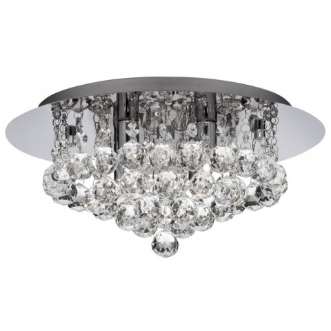 Plafonnier 4 ampoules hanna hauteur 18 cm, en chrome et cristal