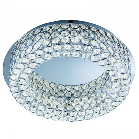 Plafonnier 40 cm led vesta, en chrome et cristal