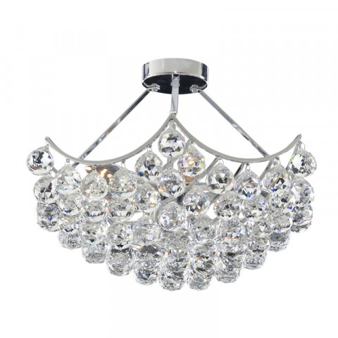 Plafonnier 5 ampoules sassari, en chrome et cristal