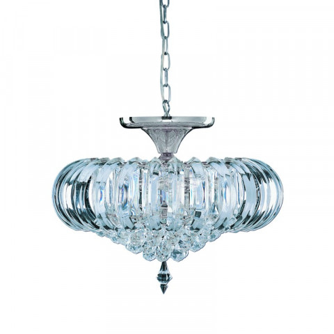 Plafonnier 5 ampoules sigma, en chrome et acrylique